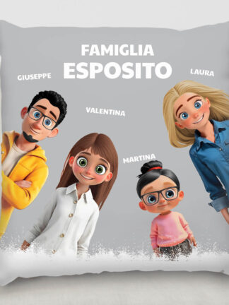 Cuscino personalizzato – Famiglia Cartoon