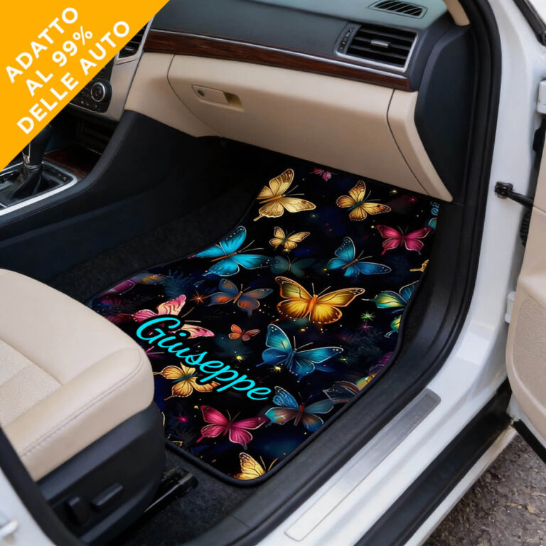 Tappetini per auto personalizzati con farfalle – Personalizzati con il tuo nome
