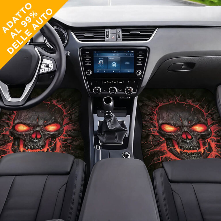 Tappetini auto personalizzati "Teschio Infernale" con il tuo testo