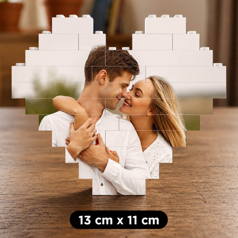 Puzzle a Cuore in Mattoncini Personalizzato con Foto